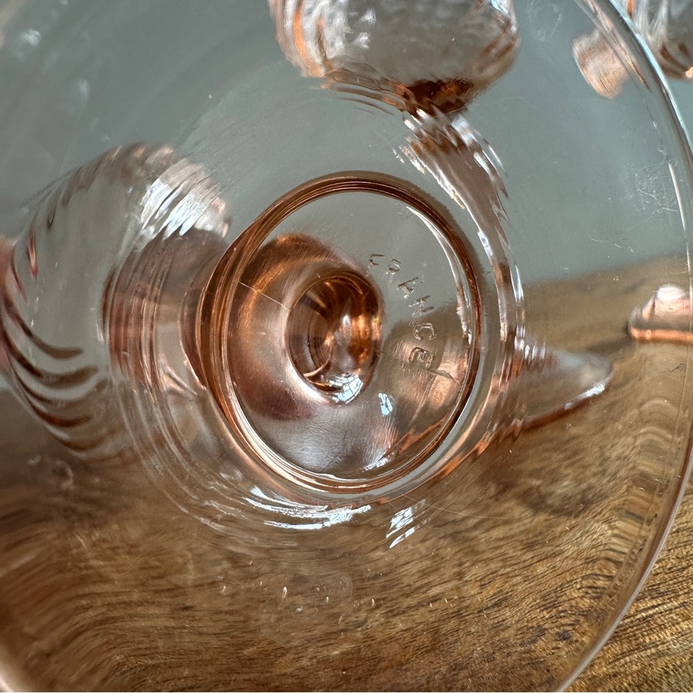 Vintage Pink Swirl Glass Stemware Wine Glasses, MCM Glassware Set of 3 - France - Picture 8 of 8